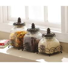 Moroccan decorative spice jars canisters in painted lime green with silver knobs. Loop Glass Canister Set Of 3 Kirklands