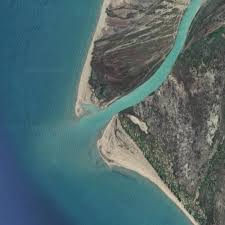 Example of a river delta landform: Vjose Or Aoos River Delta In Albania Google Maps