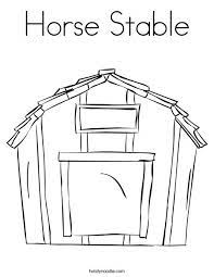 Horse near the stable coloring page. Horse Stable Coloring Page Twisty Noodle