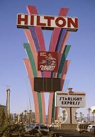Las Vegas Hilton Sign And The Stratosphere Under Construction 1993 Las Vegas Hilton Vegas Old Vegas