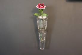 Antique Car Vase With Bracket Etched Lead Crystal Funeral Vase Horn Vase Wall Pocket Glass Wall Vase Vintage Automobile Flower Vase Glass Wall Vase Wall Vase Car Vase