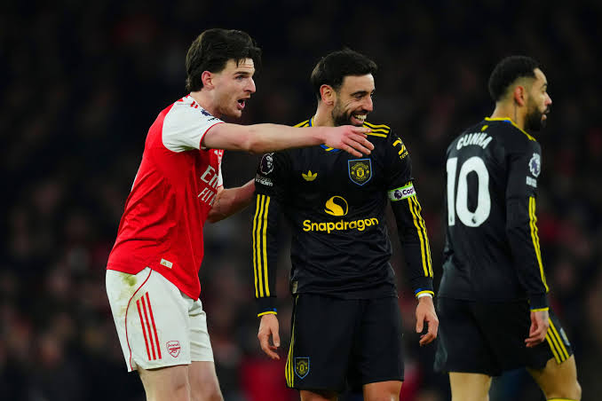 Bruno Fernandes e Declan Rice