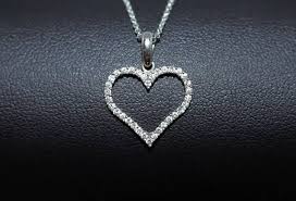 14k White Gold Heart Shaped Diamond Pendant Necklace Heart Shaped Diamond Pendant Heart Shaped Diamond Diamond Pendant Necklace