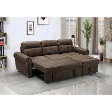 This living room furniture style offers versatile modular design, a plus if you enjoy rearranging your decor. 96 Ashton Brown Polished Microfiber Sleeper Sectional Sofa With Reversible Storage Chaise Walmart Com Walmart Com