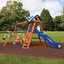 Backyard Discovery Dayton Cedar Wooden Swing Set Walmart Com Cedar Swing Sets Wooden Swing Set Kids Playground