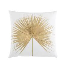 Coussin En Coton Blanc Broderie Doree 45x45 Lembar Maisons Du Monde