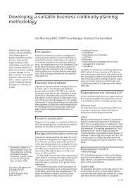 Pdf Developing A Suitable Business Continuity Planning Methodology