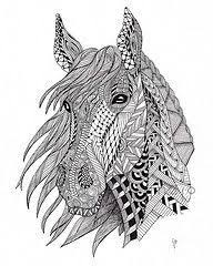 Black And White Zentangle Wild Horse Drawing Print Malvorlagen Pferde Ausmalbilder Pferde Ausmalbilder