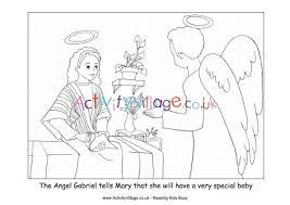 We also have another annunciation/incarnation coloring page. Nativity Colouring Angel Gabriel Visits Mary