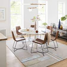 Slope Leather Dining Chair Round Marble Dining Table Round Dining Room Dining Chairs