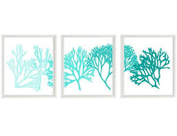 Coral Art Print Set Aqua Teal Blue White Silhouette Modern Etsy In 2021 Coral Art Print Coral Wall Art Coral Home Decor