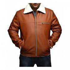 Tan Brown Faux Shearling Jacket For Man Faux Shearling Jacket Brown Leather Jacket Leather Jacket