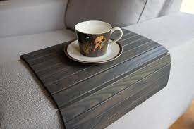 Sofa Tray Table Grey Armrest Tray Sofa Arm Tray Unique Etsy Sofa Tablett Tablett Holz Sofa Tisch