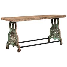 Reclaimed wood table $ 1,595.00; Industrial Antique Console Table With Cast Iron Legs At 1stdibs