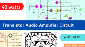 Circuit diagram amplifier power amplifiers power education sites transistors super diy tech circuitry. 40 W Transistor Audio Amplifier Circuit With Pcb Eleccircuit
