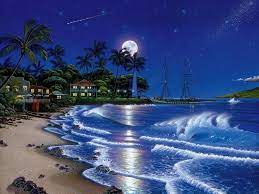 Free Bing Background Wallpapers Free 1024x768 Resolutions 18734 Wall Papers Desktop Wallpaper Honeymoon Spots Beach At Night Waves Wallpaper