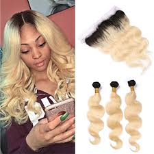 Are you looking for the blonde weave black roots of 2021? Dark Roots 613 Blonde Human Hair Bundles With Frontal Closure Body Wave Ombre Blonde Peruvian Virgin Hair Weaves With Full Frontal Lace Closure 13x4 Free Part 12 With 14 14 14 Wantitall