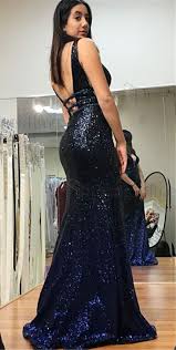 Black And Blue Ombre Prom Dress Mermaid V Neck Sweep Train Ombre Color Sequined Prom Dress Evening Dresses Dresses Prom Dresses