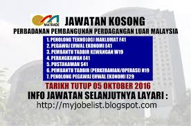 Lembaga kemajuan tanah persekutuan (felda) 联邦土地发展局. Jawatan Kosong Terkini Di Matrade 05 Oktober 2016 Jawatan Kosong Kerajaan Terkini Di Perbadanan Pembangunan Perdagangan Luar M Airline Boarding Pass Oktober