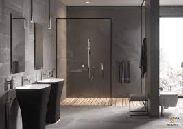 moderne badkamer met inloopdouche en staande wastafels badkamer inspiratie badkamer rustige badkamer badkamer modern