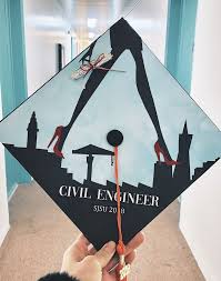 Civil Engineer City Cap Decoration Civil Engineering College Grad Cap Ideas Graduation Cap Designs