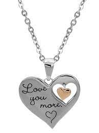 Connections From Hallmark Connections From Hallmark Stainless Steel I Love You More Dangle Heart Pendant 18 Walmart Com Heart Pendant Heart Shape Pendant Necklace