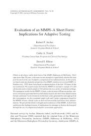 Tes mmpi tes mmpi adalah tes psikologi yang digunakan untuk proses diagnosa mmpi dikembangkan pada tahun 1930 di universitas minnesota sebagai tes kepribadian yang. Pdf Evaluation Of An Mmpi A Short Form Implications For Adaptive Testing