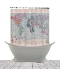 World Map Fabric Shower Curtain Historical Map Home Decor Bathroom Travel Blue Pastel Fabric Decor Shower Curtain Vintage Map Decor
