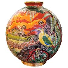 Toucan Vase Emaux De Longwy Limited Edition Chinese Vase Decor Diy Vase Rustic Vase