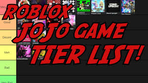 Roblox Jojo Games Tier List Roblox Jojo Youtube