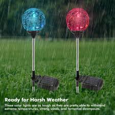 Product titleoutdoor solar garden stake light solar powered color changing led decorative light dandelions 1 pack. Auto On Off Dusk To Dawn 2 Pack Of Oxyled Solar Globe Light Stakes Solar Powered Festive Decor Light Solar Garden Path Lights Outdoor Color Changing Led Garden Light Landscape Decorative Lighting Landscape Lighting Path