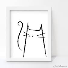 Cat Wall Decor Printable Wall Art Minimalist Poster Black Etsy Cat Wall Black And White Wall Art Wall Printables