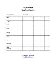 Unique Weight Progress Chart Free Blank Weight Chart