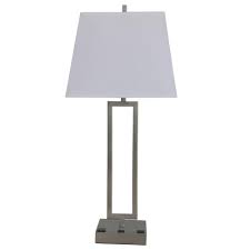 Fangio Lighting 25 5 In Tech Friendly Brushed Nickel Metal Table Lamp With 1 Outlet And 1 Usb Base Port W 1753xusb The Home Depot
