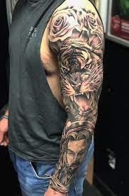 15 Best Tiger And Rose Tattoo Designs Petpress Half Sleeve Tattoos Designs Half Sleeve Tattoos For Guys Half Sleeve Tattoo