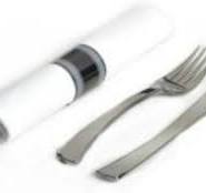 200 Elegant Pre Wrap Disposable Plastic Silverware Sets Silver Fork Knife  White Linen-Quality Paper Napkin Roll Cutlery Sets Great Pre Rolled Cutlery  ...