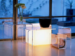 Furniture Modern Acrylic Table With White Light On Laminate Floor Plus Glass Wall Also Balck Bowl Idea Exceptional Home Interior Decoration Ideas With A Akrilik