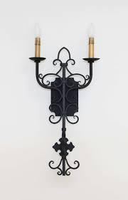 Up for auction a pair of vintage electric gothic/medieval wall. Custom Wrought Iron Lights Hand Forged Chandeliers Hacienda Lights