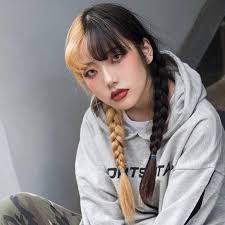 Split Dyed Hair Black And Blonde Male Black And Yellow Long Wig Yv41097 In 2020 Split Dyed Hair Aesthetic Hair Hair Inspo Color