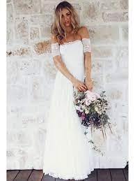 Off Shoulder Casual Cheap Ivory Lace Wedding Dresses Online Wd361 Lace Beach Wedding Dress Boho Wedding Dress Uk Wedding Dresses Uk
