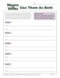 The second is a verb. Nouns That Are Also Verbs Printable Worksheet K12reader