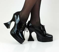 Goth Platform Coffin Heel Black Laced Shoes Size 6 On Ebay 29 95 Got To Have These