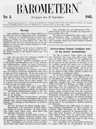 It was published six days a week. 27 09 1861 Barometern No 4 Digitaaliset Aineistot Kansalliskirjasto
