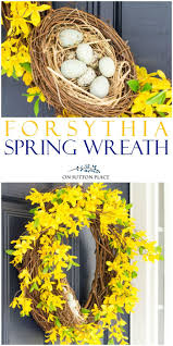 Spring Forsythia Wreath A Pop Of Yellow For Your Door Forsythia Wreath Spring Wreath Spring Burlap Wreath