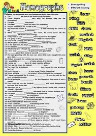 A Gap Filling Exercise With Some Common Homograph Words Esl Worksheets Homographs Multiple Meaning Words Homographs Activities