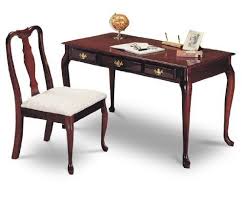 Cherry Finish Queen Anne Writing Desk With Chair By The Furniture Cove 126 63 42 L X 22 W X 30 H Desk Has Middl Ikea Wood Desk Desk And Chair Set Furniture