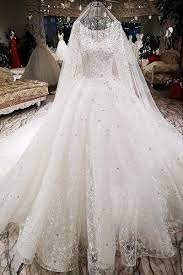 Wedding Dresses 2018 The High End Luxury Full Sleeve O Neck Bling Bling Stars Sweep Train Princess Wedding Dresses Bling Ball Gowns Wedding Bling Wedding Dress