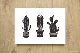 Black And White Cactus Printable Black And White Cactus Poster Illustration Flowerpot Kitchen Art Wall Decor 8 10 A4 Size Printed On Ma Cactus Poster Cactus Illustration Cactus Print