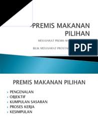 Beliau berkata, premis makanan itu diarahkan tutup mengikut seksyen 11 akta makanan 1985 selepas markah penilaian kebersihan premis di bawah 64 peratus. Premis Makanan Pilihan 1