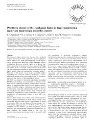 Pdf Prosthetic Closure Of The Esophageal Hiatus In Large